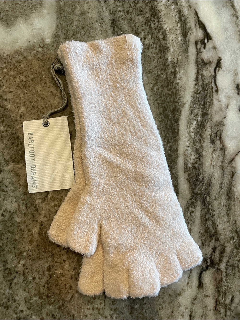 Barefoot Dreams Plush fingerless gloves in Stone